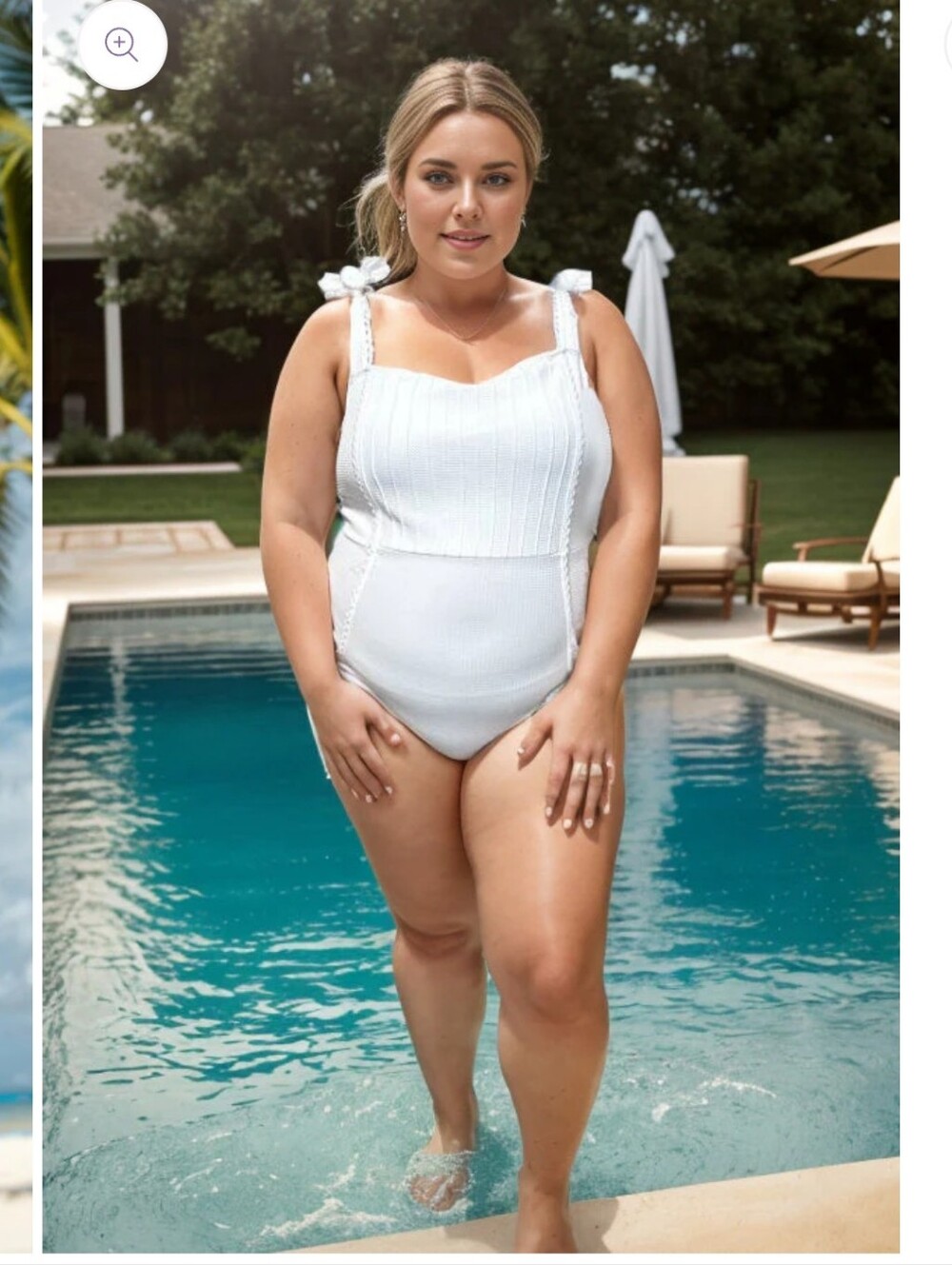 Sexy White One-Piece Swimsuit With Ties At Shoulders (Size 1XL) NWOT